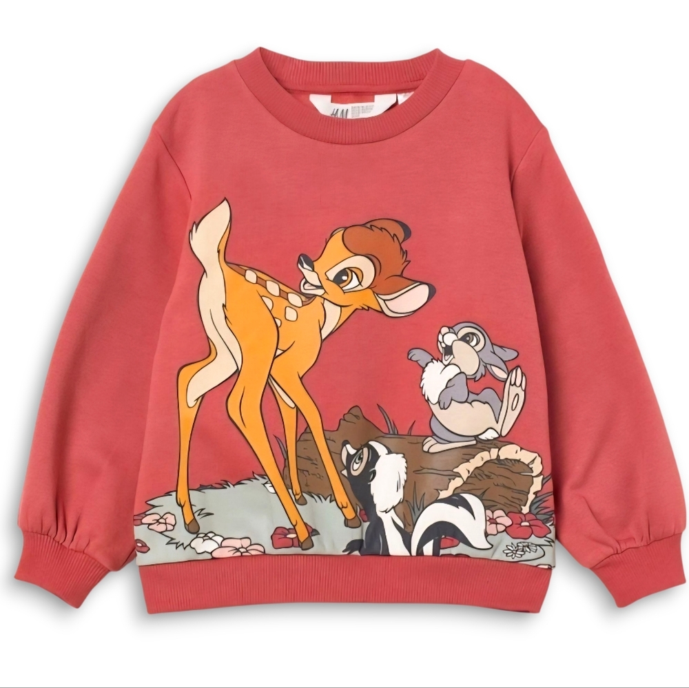 H&M Coral Bambi Graphic Sweater